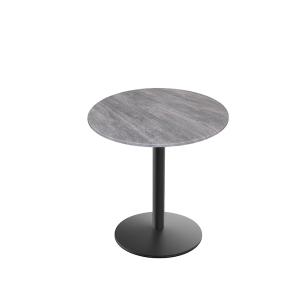 30 Tall OD214 Black Table Base w22 Diameter foot and 32 Diameter Greystone Top, IndoorOutdoor